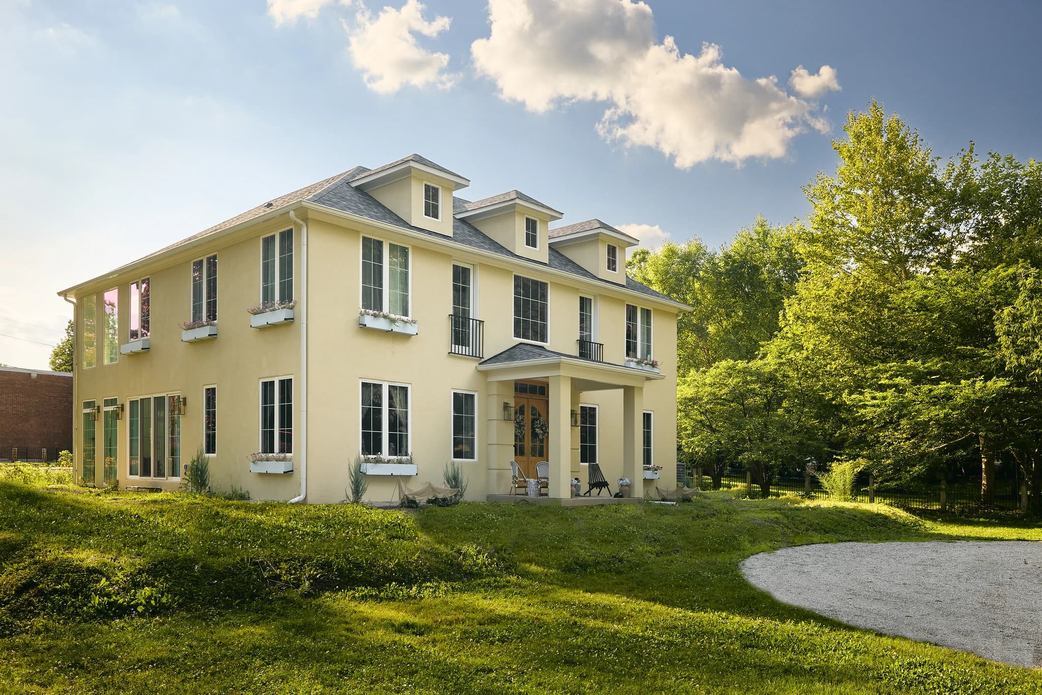Exterior of a completed custom home in Meridian-Kessler, Indianapolis, built by Hammer Construction & Consulting.